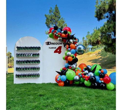 Wooden Arch Backdrop With Shelves